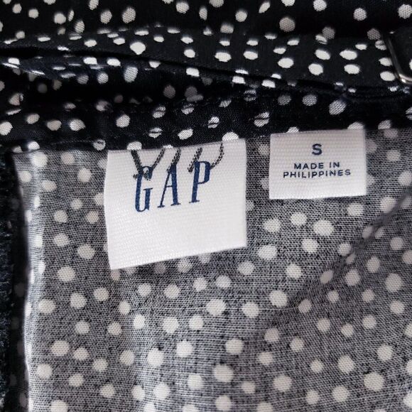 GAP Black White Polka Dot Dress Size S Seersucker Stretch Back Square Neck - Picture 7 of 8